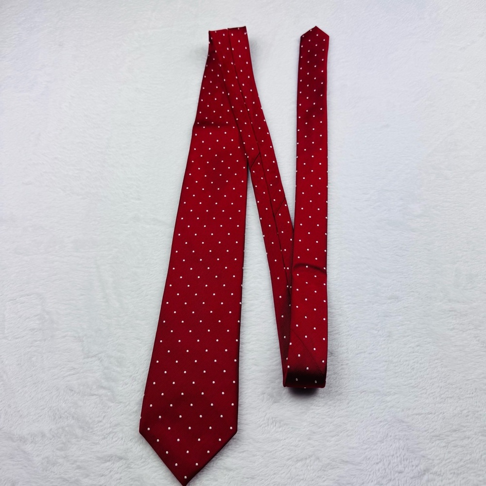 Jos. A Bank Executive Collection Tie. 100% Silk. Red with white polka dots.